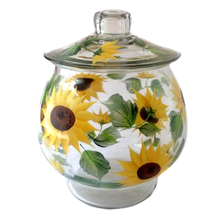 Big, Hand Painted, Glass Jar With Sunflowers Housewarming Birthday  Sunflower Jar Glass Storage Container Sunflowers Hand Painted 