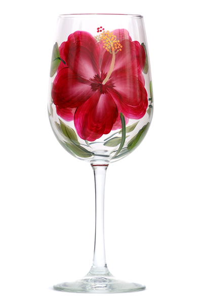 Personalized Fuchsia Hibiscus Flower 16 oz Glass Can Cup