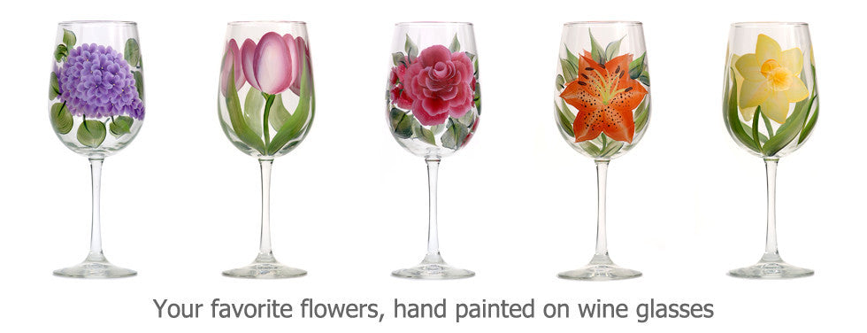 Flower Power Hand-painted Wine Glasses – Glorious Goblets
